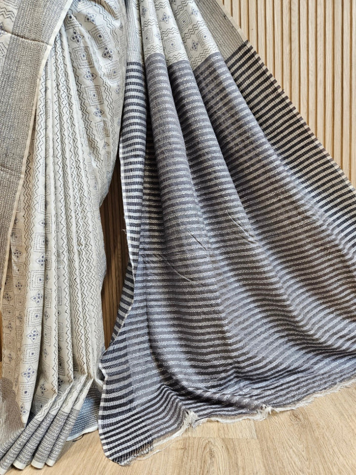 White Discover the Timeless Elegance of This Exquisite Kantha Silk Saree Balaram Saha