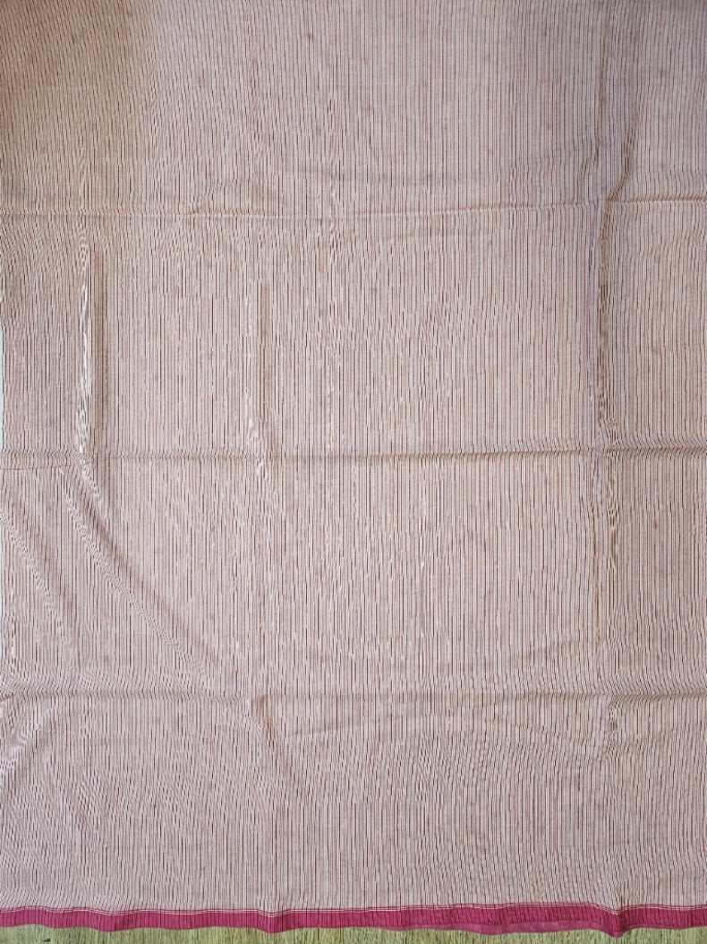 beautiful Off-White & Magenta Handspun Cotton Jamdani Saree Balaram Saha