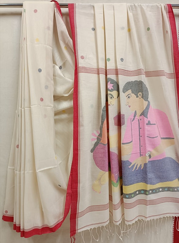Raksha Bandhan Special Handloom Handspun Cotton Jamdani Saree Balaram Saha