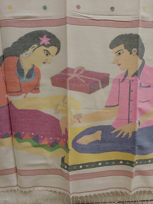 Raksha Bandhan Special Handloom Handspun Cotton Jamdani Saree Balaram Saha