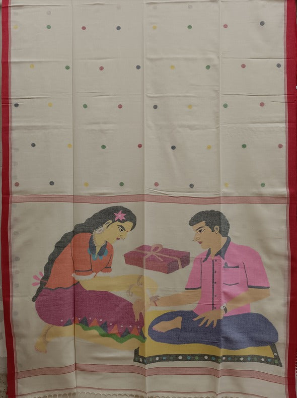 Raksha Bandhan Special Handloom Handspun Cotton Jamdani Saree Balaram Saha