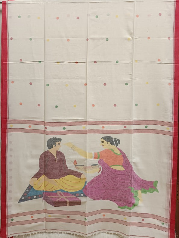 Bhaiphota Special: Handspun Handwoven Cotton Jamdani Saree Balaram Saha