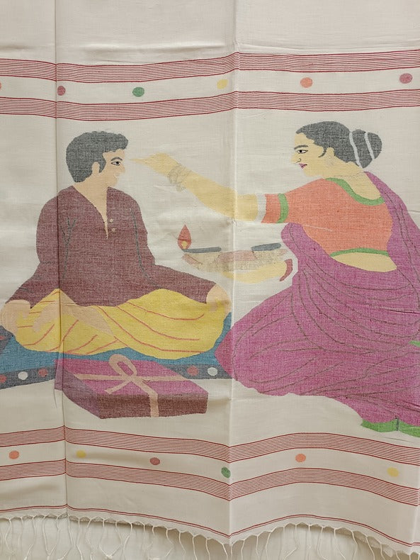 Bhaiphota Special: Handspun Handwoven Cotton Jamdani Saree Balaram Saha