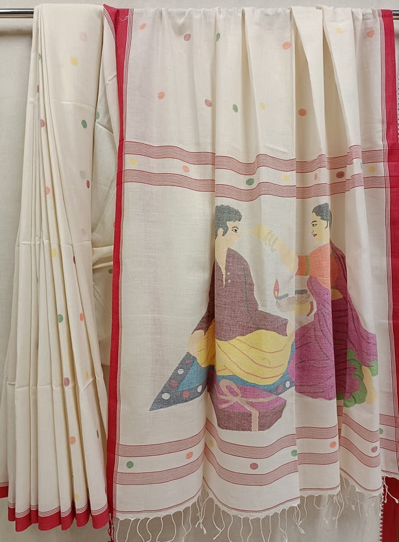 Bhaiphota Special: Handspun Handwoven Cotton Jamdani Saree Balaram Saha