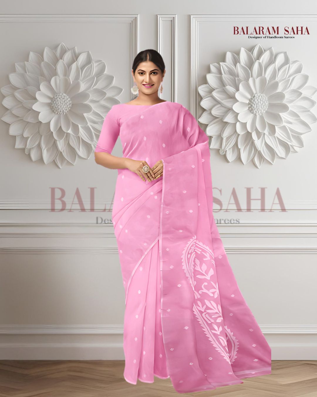 Woven Fairytale in Pink: The Handwoven Jamdani Saree for Summer By Balaram Saha Balaram Saha