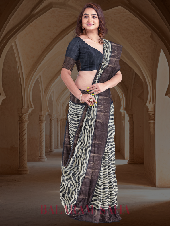 Balaram Saha Heritage Off White & Black Premium Tussar Silk Saree  - (handloom saree, silk saree, handloom silk saree, balaram saha online, silk sarees, silk handloom saree, bengal handloom sarees, pure silk, silk saree online, tussar silk saree, tussar silk)      https://www.cointernet.com.co/