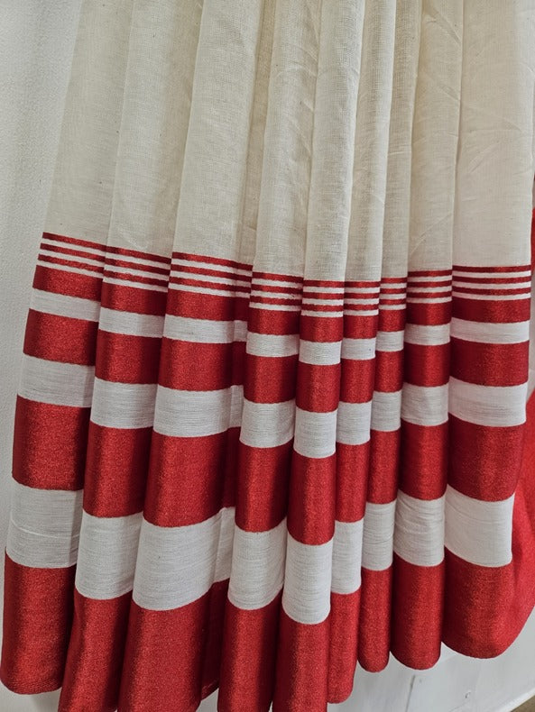 Balaram Saha Off-White & Red Soft Handloom Dhonekali Cotton Saree - (handloom saree, cotton saree, handloom cotton saree, balaram saha online, handloom sarees, cotton handloom saree, bengal handloom sarees, pure cotton, cotton saree for women, cotton saree online)      https://www.newyorker.com/