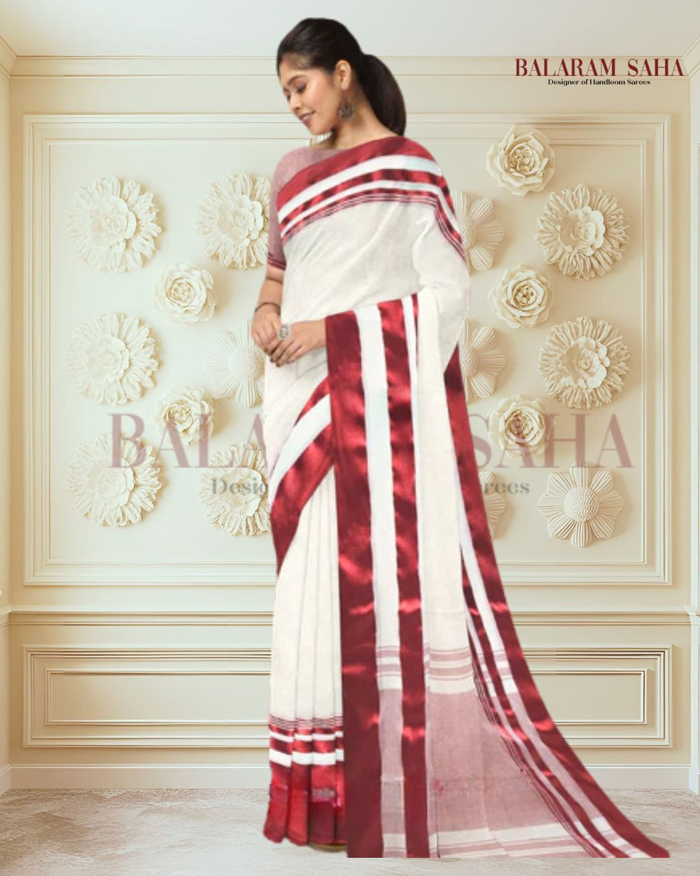 Balaram Saha Off-White & Red Soft Handloom Dhonekali Cotton Saree - (handloom saree, cotton saree, handloom cotton saree, balaram saha online, handloom sarees, cotton handloom saree, bengal handloom sarees, pure cotton, cotton saree for women, cotton saree online)     https://www.huffpost.com/