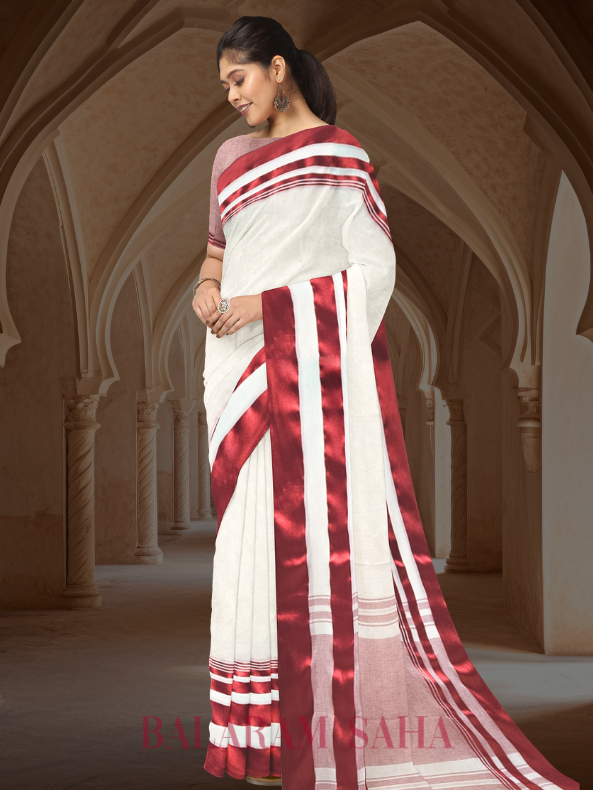 Balaram Saha Off-White & Red Soft Handloom Dhonekali Cotton Saree - (handloom saree, cotton saree, handloom cotton saree, balaram saha online, handloom sarees, cotton handloom saree, bengal handloom sarees, pure cotton, cotton saree for women, cotton saree online)     https://www.huffpost.com/