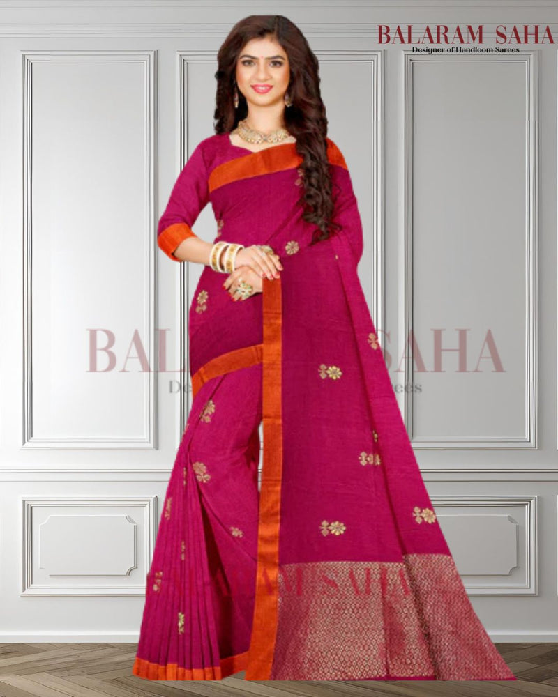 Balaram Saha Premium Magic: Rani Pink & Orange Handloom Cotton Saree (handloom saree, cotton saree, handloom cotton saree, balaram saha online, handloom sarees, balaram saha handloom saree store photos, balaram saha handloom saree store, cotton handloom saree, bengal handloom sarees, pure cotton, cotton saree for women, cotton saree online)   https://www.crunchbase.com/