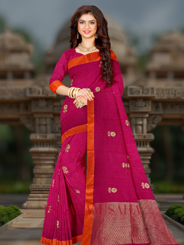 Balaram Saha Premium Magic: Rani Pink & Orange Handloom Cotton Saree (handloom saree, cotton saree, handloom cotton saree, balaram saha online, handloom sarees, balaram saha handloom saree store photos, balaram saha handloom saree store, cotton handloom saree, bengal handloom sarees, pure cotton, cotton saree for women, cotton saree online)  http://www.iconosquare.com/