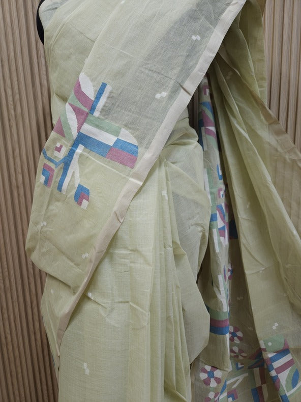Balaram Saha Presents Light Green Cotton Jamdani Saree -  (handloom saree, cotton saree, handloom cotton saree, balaram saha online, handloom sarees, balaram saha handloom saree store, cotton handloom saree, bengal handloom sarees, pure cotton, cotton saree for women, cotton saree online, balaram saha, balaram saha handloom saree store, balaram saha saree, balaram saha online, balaram saha saree online, balaram saha gariahat)