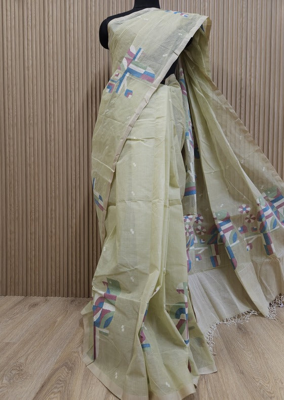 Balaram Saha Presents Light Green Cotton Jamdani Saree -  (handloom saree, cotton saree, handloom cotton saree, balaram saha online, handloom sarees, balaram saha handloom saree store, cotton handloom saree, bengal handloom sarees, pure cotton, cotton saree for women, cotton saree online, balaram saha, balaram saha handloom saree store, balaram saha saree, balaram saha online, balaram saha saree online, balaram saha gariahat)