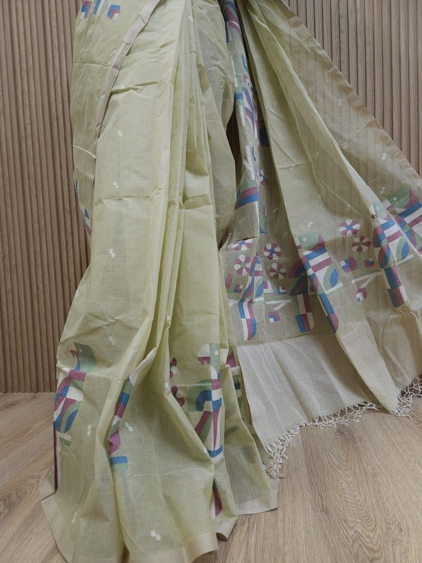 Balaram Saha Presents Light Green Cotton Jamdani Saree -  (handloom saree, cotton saree, handloom cotton saree, balaram saha online, handloom sarees, balaram saha handloom saree store, cotton handloom saree, bengal handloom sarees, pure cotton, cotton saree for women, cotton saree online, balaram saha, balaram saha handloom saree store, balaram saha saree, balaram saha online, balaram saha saree online, balaram saha gariahat)