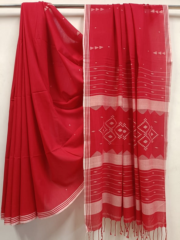 Balaram Saha Red & White Handloom Cotton Jamdani Saree - handloom saree, jamdani saree, jamdani sarees, cotton jamdani saree, jamdani cotton saree, handloom cotton saree, balaram saha online, jamdani saree online, soft jamdani saree, dhakai jamdani saree, dhakai jamdani saree, Jamdani Border Saree, handloom saree,      https://prezi.com/
