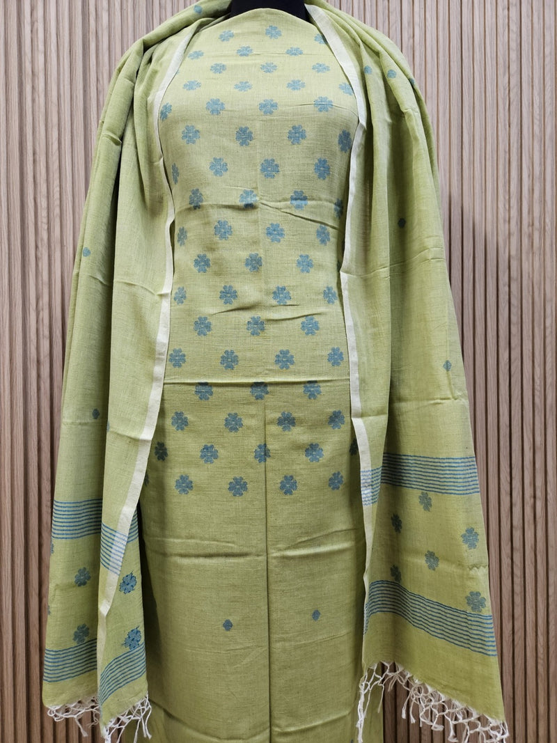 Experience Luxury with Balaram Saha's Soft Cotton Handwoven 2 Piece Unstitched Jamdani Kurta Sets
