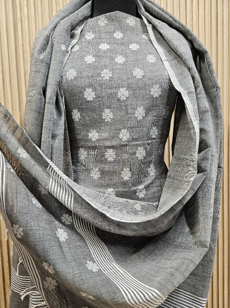 Experience Luxury with Balaram Saha's Soft Cotton Handwoven 2 Piece Unstitched Jamdani Kurta Sets

