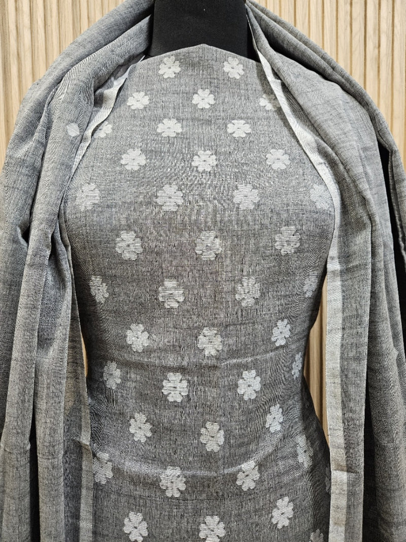 Experience Luxury with Balaram Saha's Soft Cotton Handwoven 2 Piece Unstitched Jamdani Kurta Sets

