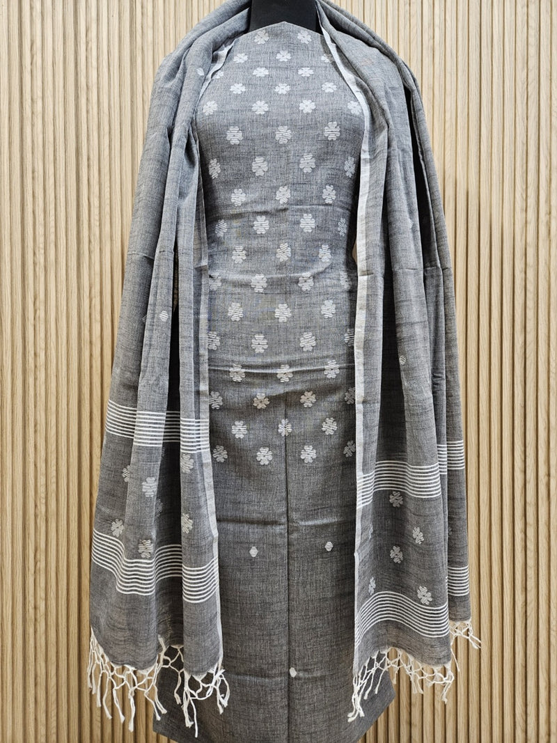 Experience Luxury with Balaram Saha's Soft Cotton Handwoven 2 Piece Unstitched Jamdani Kurta Sets

