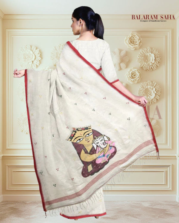 Balaram Saha's Cotton Jamdani Saree with Multicolor Motifs & Divine Aanchal - (handloom saree, jamdani saree, jamdani sarees, cotton jamdani saree, jamdani cotton saree handloom cotton saree, balaram saha online, jamdani saree online, soft jamdani saree)   https://gravatar.com/