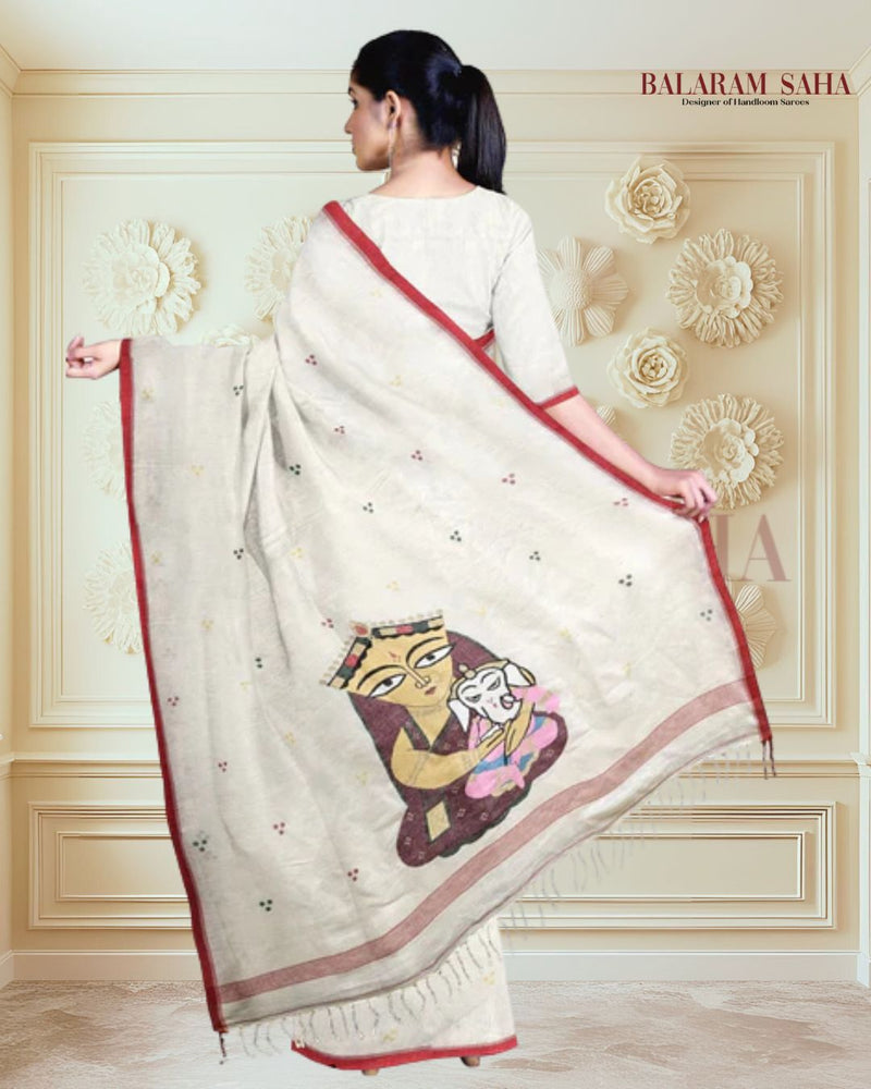 Balaram Saha's Cotton Jamdani Saree with Multicolor Motifs & Divine Aanchal - (handloom saree, jamdani saree, jamdani sarees, cotton jamdani saree, jamdani cotton saree handloom cotton saree, balaram saha online, jamdani saree online, soft jamdani saree)   https://gravatar.com/
