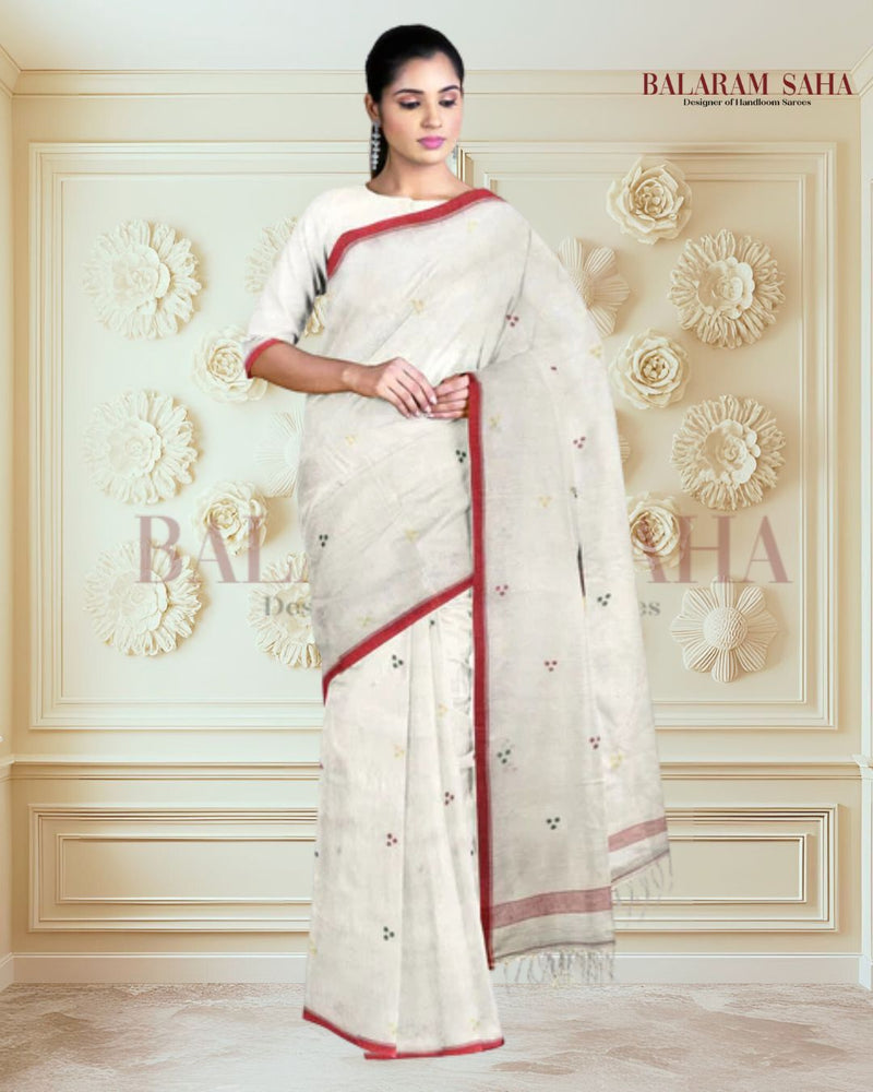 Balaram Saha's Cotton Jamdani Saree with Multicolor Motifs & Divine Aanchal - (handloom saree, jamdani saree, jamdani sarees, cotton jamdani saree, jamdani cotton saree handloom cotton saree, balaram saha online, jamdani saree online, soft jamdani saree)  https://www.ig.com.br/