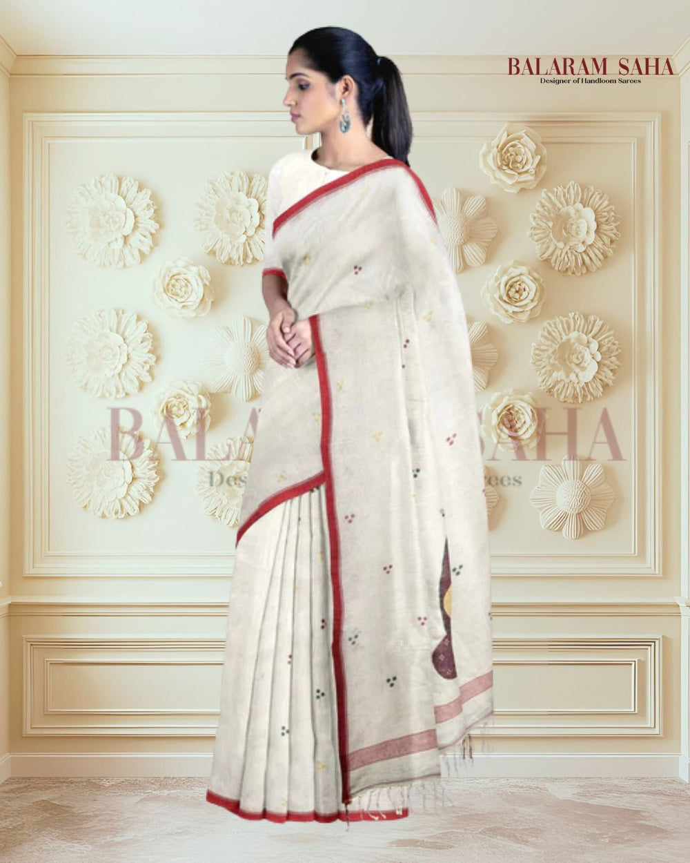 Balaram Saha's Cotton Jamdani Saree with Multicolor Motifs & Divine Aanchal - (handloom saree, jamdani saree, jamdani sarees, cotton jamdani saree, jamdani cotton saree handloom cotton saree, balaram saha online, jamdani saree online, soft jamdani saree)   https://www.bbc.com/