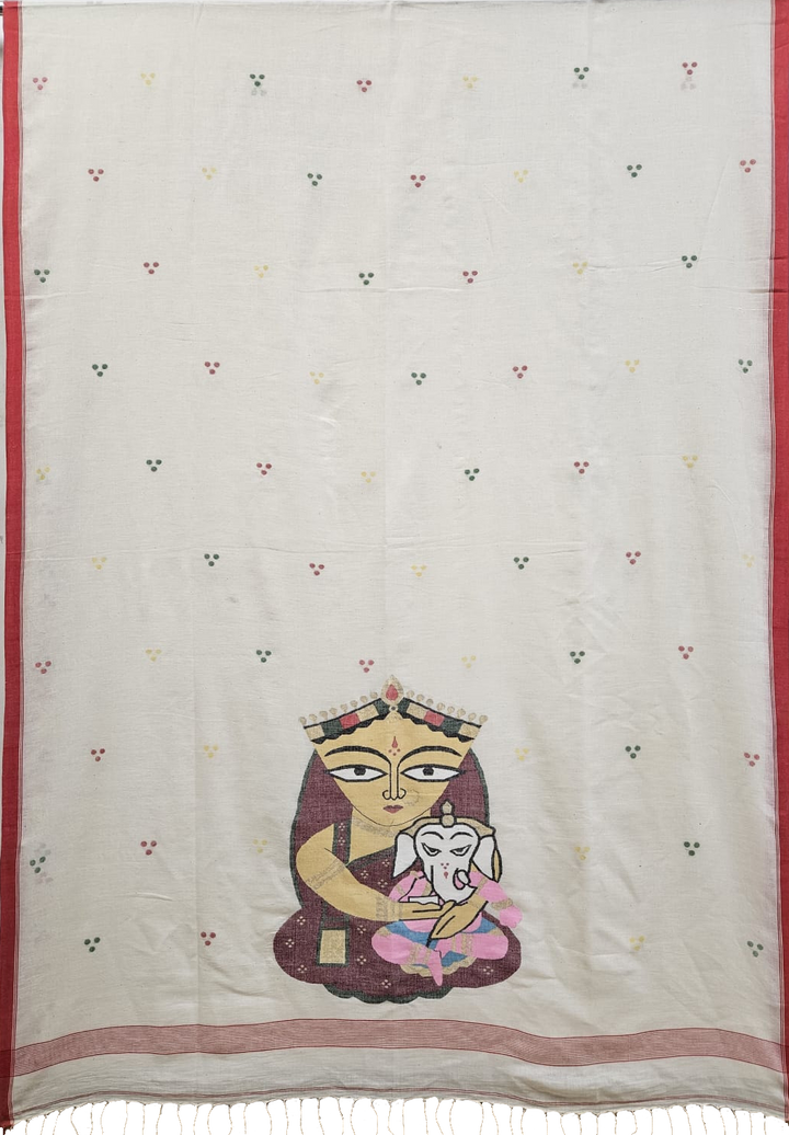 Balaram Saha's Cotton Jamdani Saree with Multicolor Motifs & Divine Aanchal - (handloom saree, jamdani saree, jamdani sarees, cotton jamdani saree, jamdani cotton saree handloom cotton saree, balaram saha online, jamdani saree online, soft jamdani saree)   https://www.mirror.co.uk/