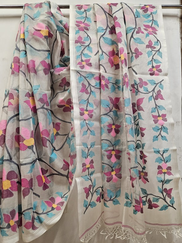 Balaram Saha's Handloom Masterpiece: Off-White Floral Muslin Silk Saree - (handloom saree, silk saree, handloom silk saree, balaram saha online, silk sarees, silk handloom saree, bengal handloom sarees, pure silk, muslin silk saree, silk saree online, muslin silk)    https://www.imdb.com/