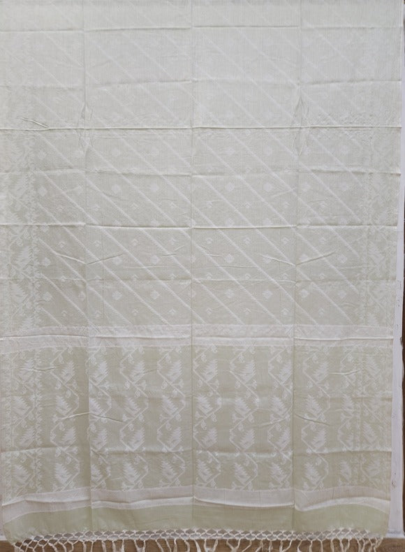 Balaram Saha's Soft Handloom Cotton Jacquard Jamdani Weave Dupatta - (balaram saha online, Handloom Dupatta, Handwoven Jamdani, Handspun Cotton, jamdani dupatta, balaram saha dupatta, cotton jamdani dupatta, jamdani dupatta online, dhakai jamdani dupatta, dupatta collection, dupatta)