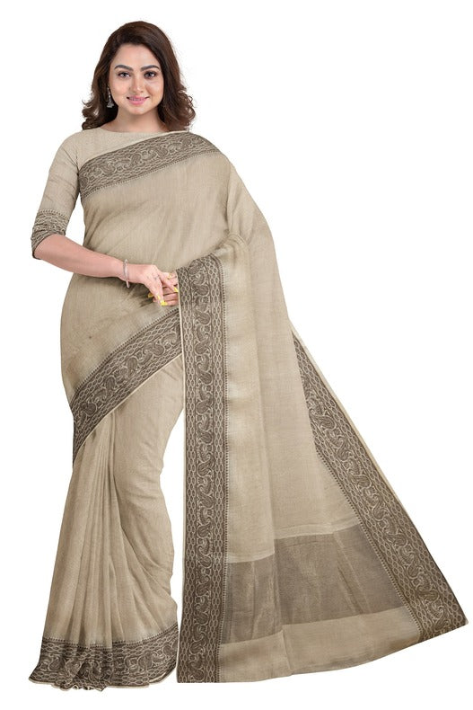 Soft Handloom Silk Saree With Woven Zari Border by Balaram Saha - (handloom saree, Zari border, silk saree, handloom silk saree, balaram saha online, silk sarees, silk handloom saree, bengal handloom sarees, pure silk, silk saree online, bengali silk saree)  https://feedburner.com/