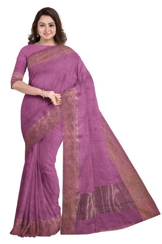 Soft Handloom Silk Saree With Woven Zari Border by Balaram Saha - (handloom saree, Zari border, silk saree, handloom silk saree, balaram saha online, silk sarees, silk handloom saree, bengal handloom sarees, pure silk, silk saree online, bengali silk saree)  https://medium.com/