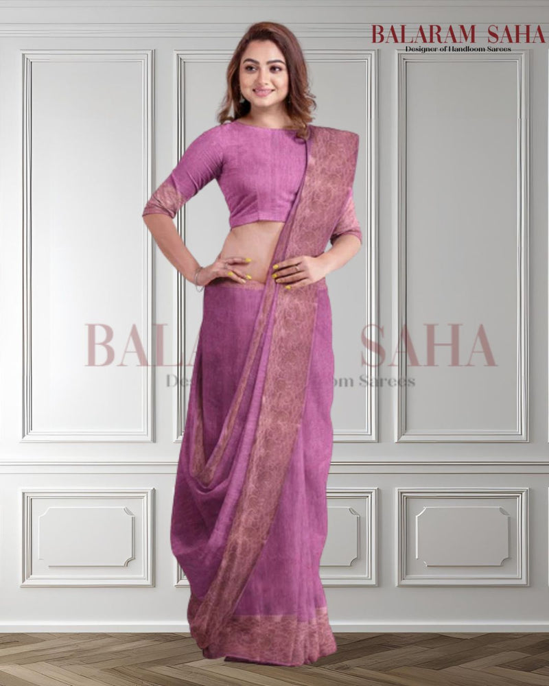 Soft Handloom Silk Saree With Woven Zari Border by Balaram Saha - (handloom saree, Zari border, silk saree, handloom silk saree, balaram saha online, silk sarees, silk handloom saree, bengal handloom sarees, pure silk, silk saree online, bengali silk saree)  https://www.nytimes.com/