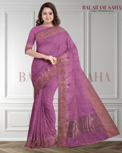 Soft Handloom Silk Saree With Woven Zari Border by Balaram Saha - (handloom saree, Zari border, silk saree, handloom silk saree, balaram saha online, silk sarees, silk handloom saree, bengal handloom sarees, pure silk, silk saree online, bengali silk saree)  https://medium.com/
