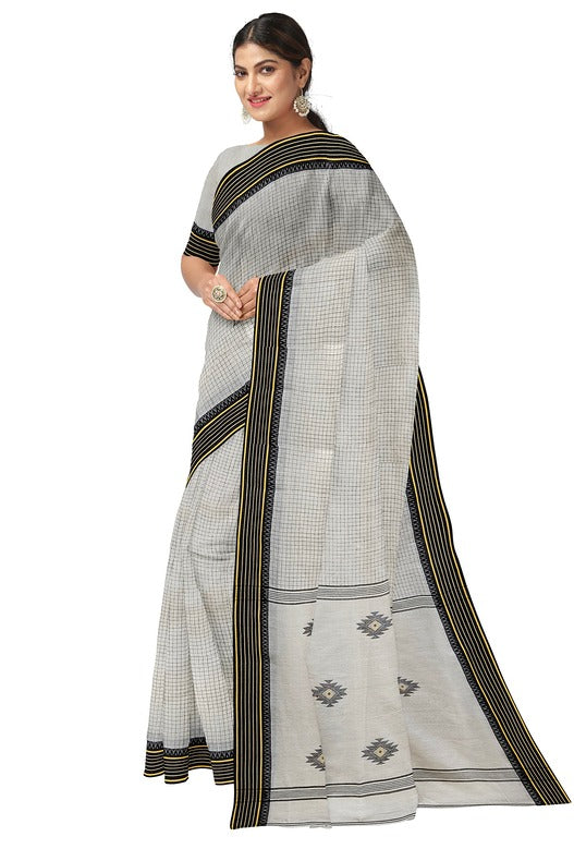 Balaram Saha's White and Black Handloom Cotton Saree (handloom saree, cotton saree, handloom cotton saree, balaram saha online, handloom sarees, balaram saha handloom saree store photos, balaram saha handloom saree store, cotton handloom saree, bengal handloom sarees, pure cotton, cotton saree for women, cotton saree online)   https://draft.blogger.com/about/?bpli=1