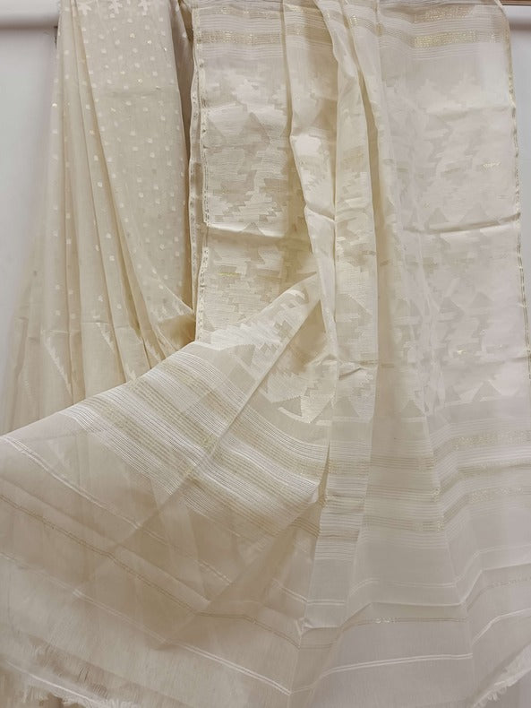 Embrace Elegance: Bangladesh Dhakai White On White & Gold Handwoven Cotton Jamdani Saree  (handloom saree, jamdani saree, jamdani sarees, cotton jamdani saree, jamdani cotton saree, handloom cotton saree, balaram saha online, jamdani saree online, soft jamdani saree, dhakai jamdani saree, dhakai jamdani sarees, Jamdani Border Saree, balaram saha handloom saree store photos)   https://www.vistaprint.com/