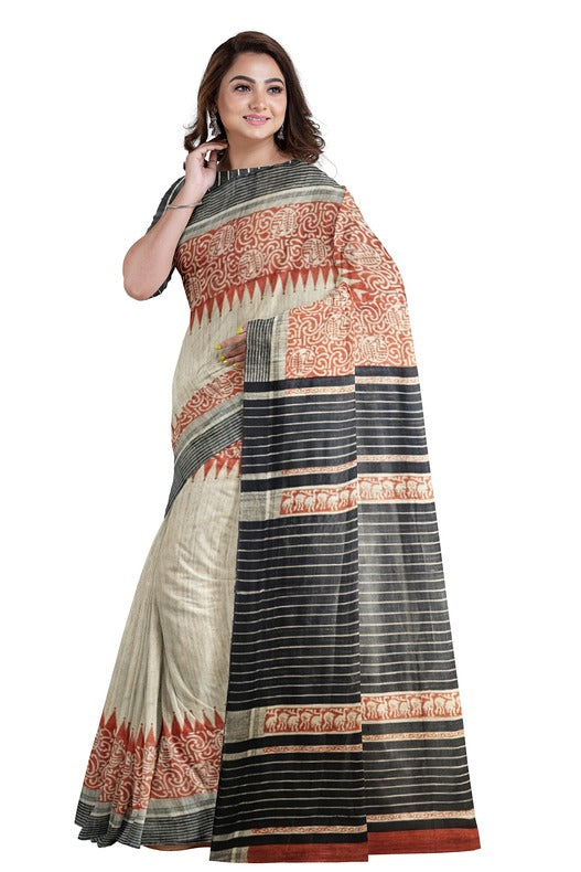 Beige & Black Handloom Ghich Tussar Printed Silk Saree by Balaram Saha - (handloom saree, silk saree, handloom silk saree, balaram saha online, silk sarees, silk handloom saree, bengal handloom sarees, pure silk, silk saree online, tussar silk saree, tussar silk, bengali silk saree) https://www.ikea.com/
