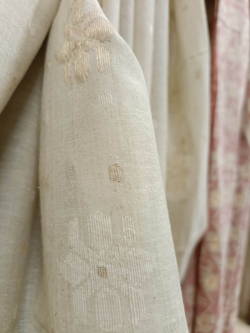 Beige & Maroon Soft Handspun handwoven Cotton jamdani Saree Balaram Saha