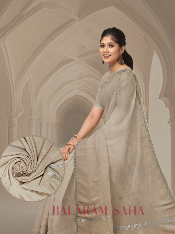 Beige Quality Soft Handloom Mul Cotton Saree With Silver Border Balaram Saha  https://www.mediafire.com/