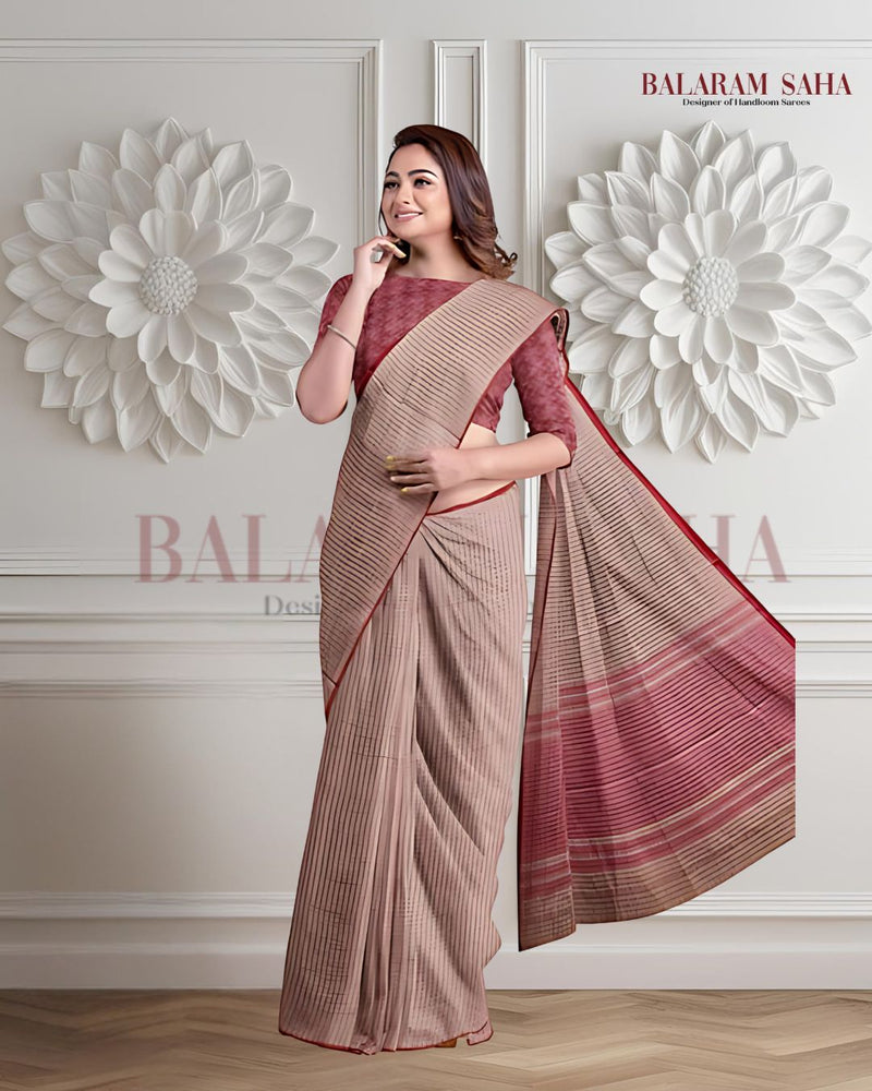 Balaram Saha Elegance Handloom Dhonekali Cotton Tanchoi Saree Balaram Saha