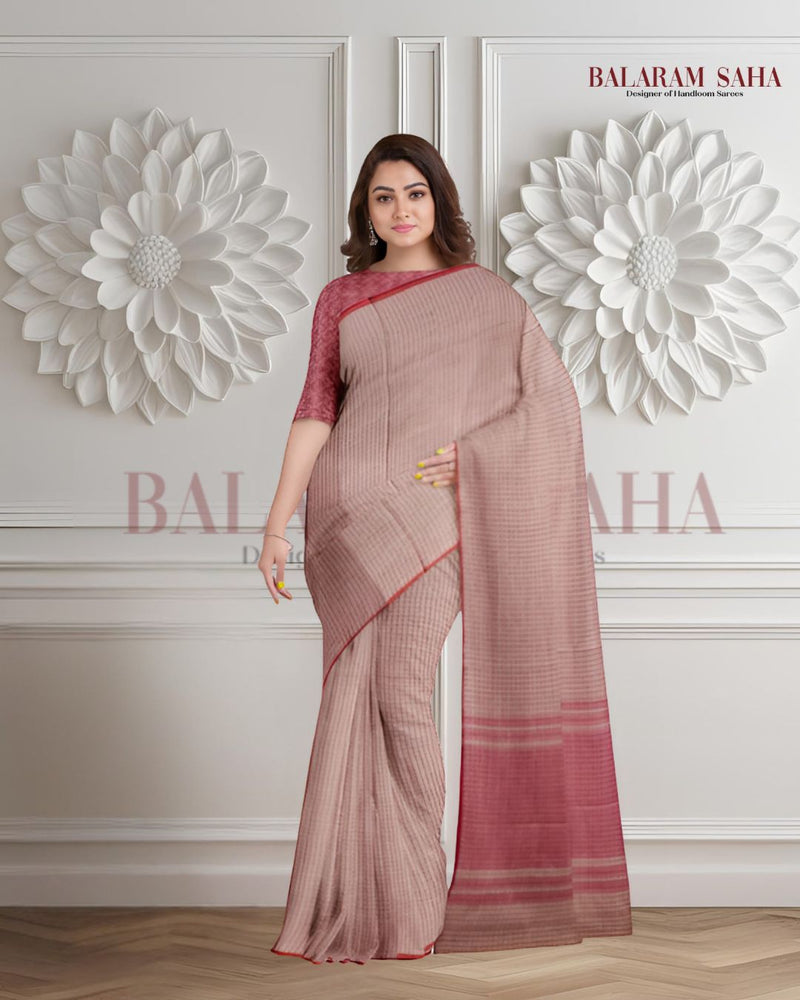 Balaram Saha Elegance Handloom Dhonekali Cotton Tanchoi Saree Balaram Saha