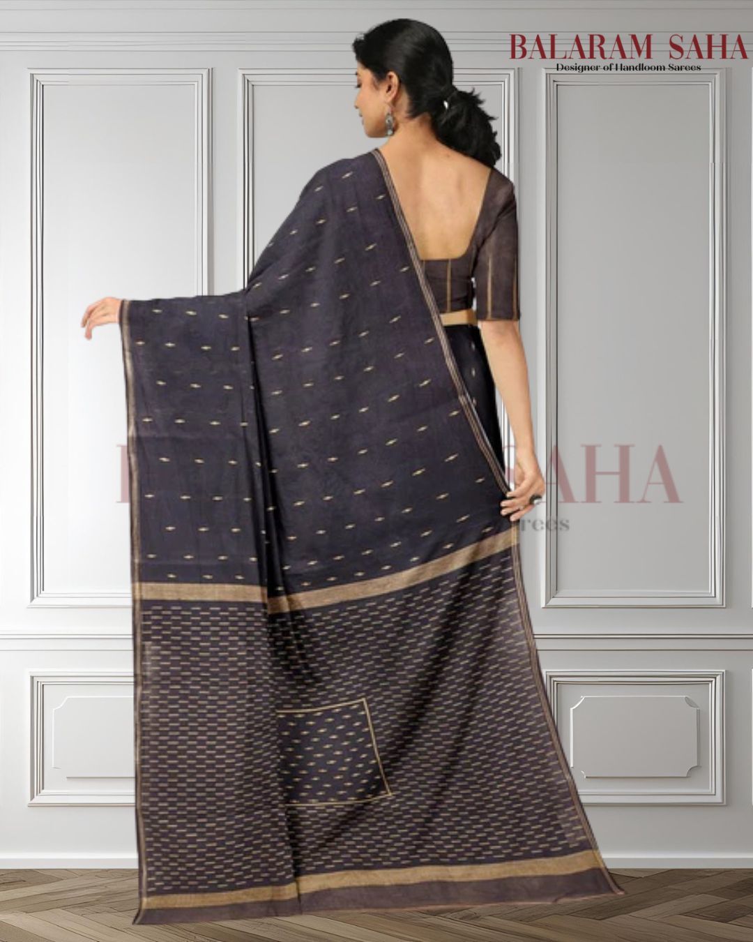 Black Beige Handwoven Jamdani Saree by Balaram Saha - (dhakai jamdani saree, jamdani saree, jamdani sarees, cotton jamdani saree, jamdani cotton saree, handloom cotton saree, balaram saha online, jamdani saree online, soft jamdani saree, muslin jamdani saree, original dhakai jamdani saree, jamdani sarees, soft dhakai jamdani saree, white jamdani saree, jamdani saree bangladesh )
