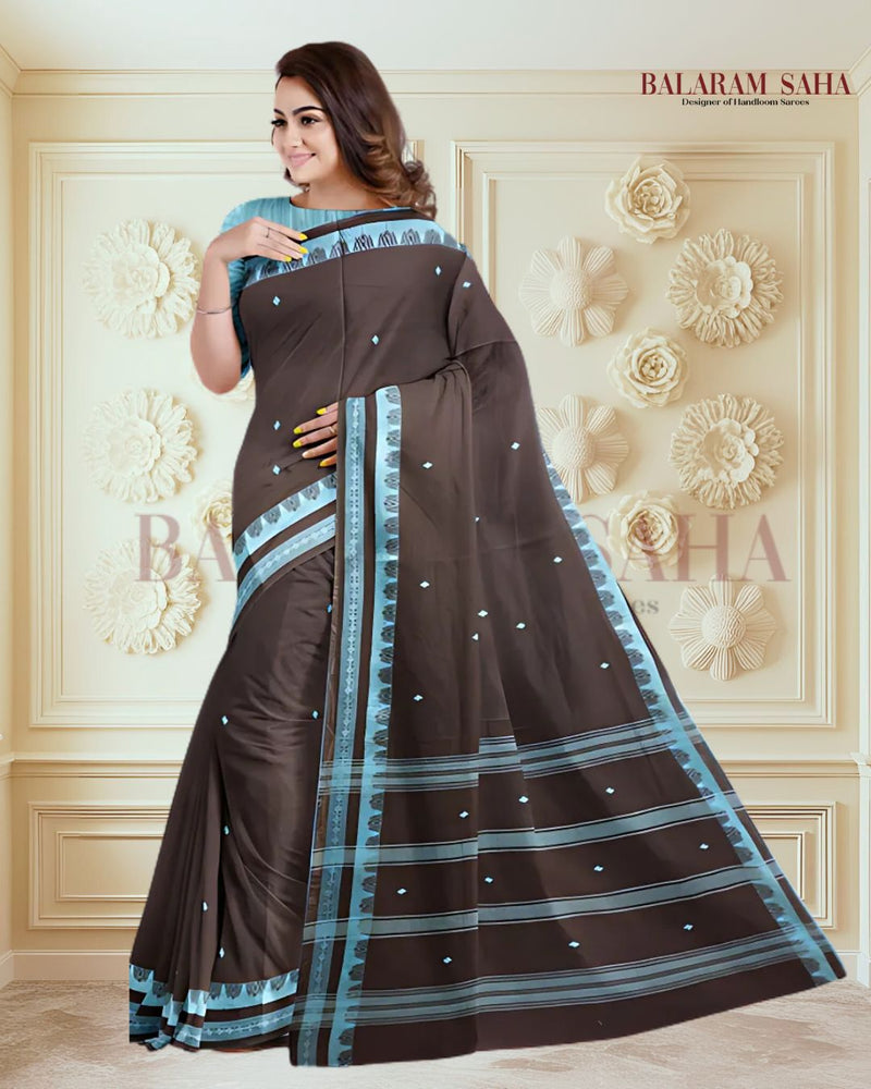 Balaram Saha : Black & Blue Handloom Dhonekali Cotton Saree (handloom saree, cotton saree, handloom cotton saree, balaram saha online, handloom sarees, balaram saha handloom saree store photos, balaram saha handloom saree store, cotton handloom saree, bengal handloom sarees, pure cotton, cotton saree for women, dhonekali, cotton saree online)   https://www.outlooktraveller.com/destinations/india/city-guide-all-about-kolkata-the-city-of-joy