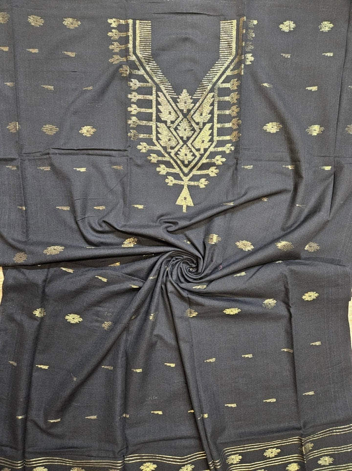Black & Gold Handloom Handwoven Jamdani 3Piece Kurta set Balaram Saha