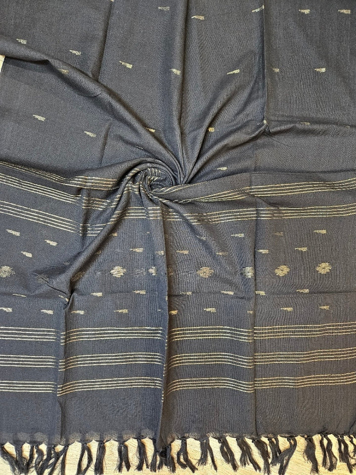 Black & Gold Handloom Handwoven Jamdani 3Piece Kurta set Balaram Saha