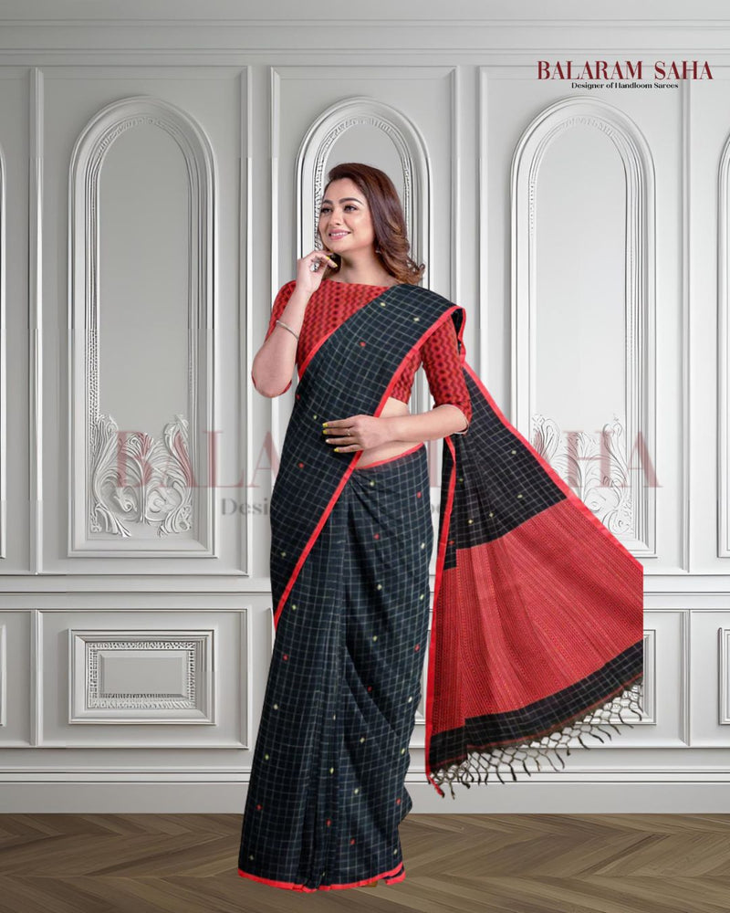 Black & Red Premium Handloom Cotton Checks Woven Saree Of Balaram Saha (handloom saree, cotton saree, handloom cotton saree, balaram saha online, handloom sarees, balaram saha handloom saree store photos, balaram saha handloom saree store, cotton handloom saree, bengal handloom sarees, pure cotton, cotton saree for women, cotton saree online)  https://www.scribd.com/