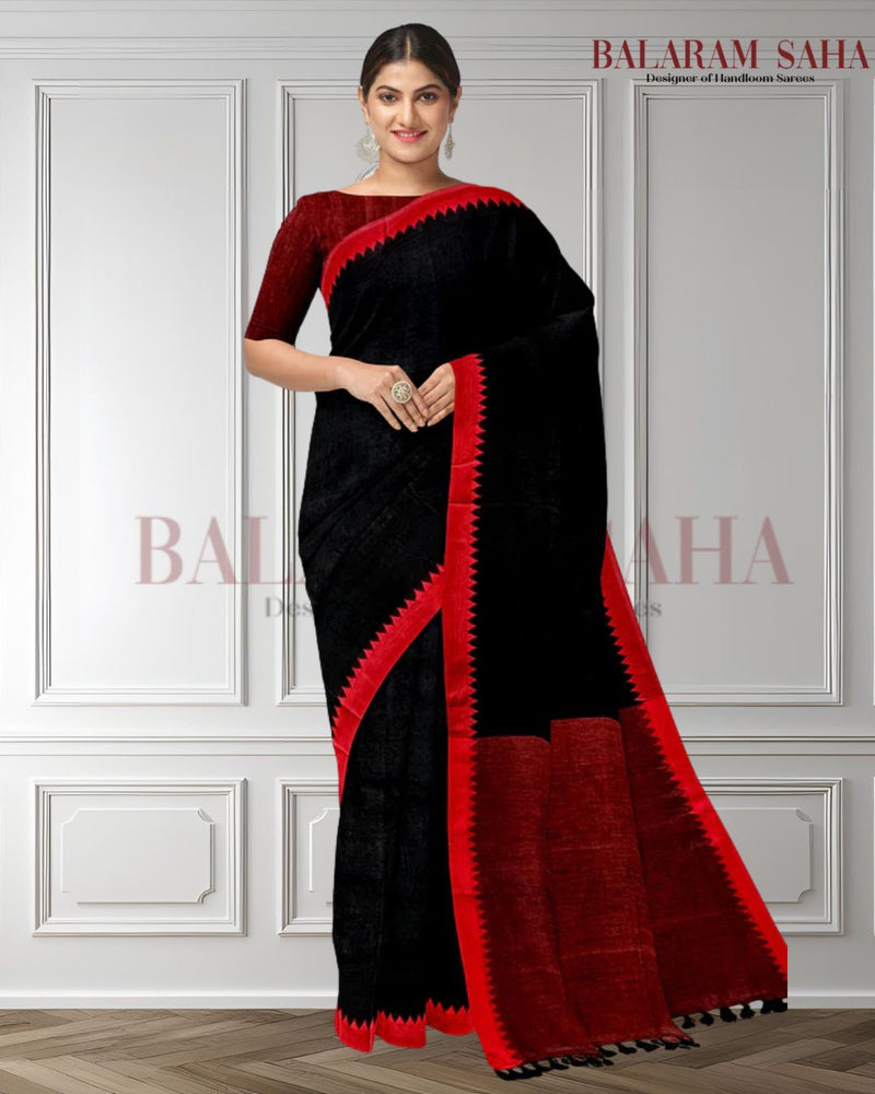 Black & Red Soft Handloom Cotton Saree by Balaram Saha - (handloom saree, cotton saree, handloom cotton saree, balaram saha online, handloom sarees, balaram saha handloom saree store photos, balaram saha handloom saree store, cotton handloom saree, bengal handloom sarees, pure cotton, cotton saree for women, cotton saree online) https://www.bild.de/