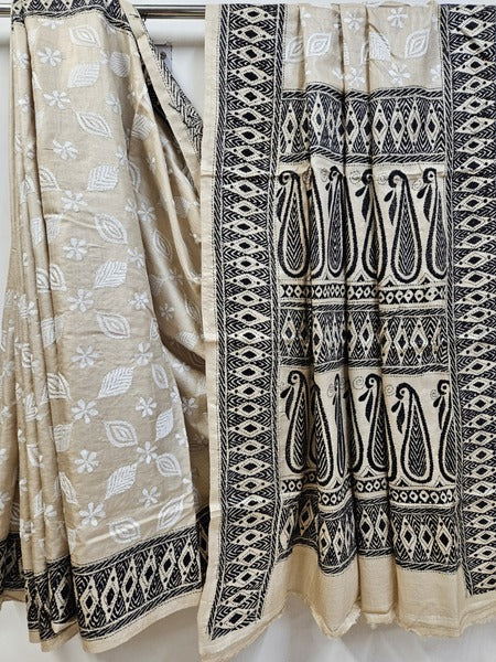 Black & White Tussar Handstitch Kantha Silk Saree (handloom saree, cotton saree, handloom cotton saree, balaram saha online, handloom sarees, balaram saha handloom saree store photos, balaram saha handloom saree store, cotton handloom saree, bengal handloom sarees, pure cotton, Zari border, handloom cotton saree with zari border, soft cotton saree with zari border, cotton saree for women, cotton saree online, tussar silk, tussar)  https://www.scoop.it/