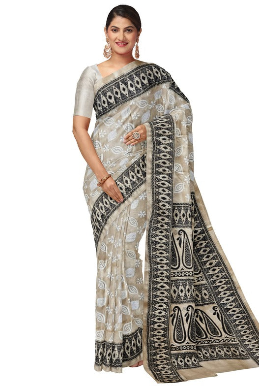 Black & White Tussar Handstitch Kantha Silk Saree (handloom saree, cotton saree, handloom cotton saree, balaram saha online, handloom sarees, balaram saha handloom saree store photos, balaram saha handloom saree store, cotton handloom saree, bengal handloom sarees, pure cotton, Zari border, handloom cotton saree with zari border, soft cotton saree with zari border, cotton saree for women, cotton saree online, tussar silk, tussar)