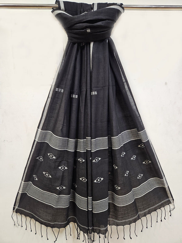 Black White Handspun Handwoven Cotton Jamdani Dupatta Balaram  Saha  https://news.yahoo.com/